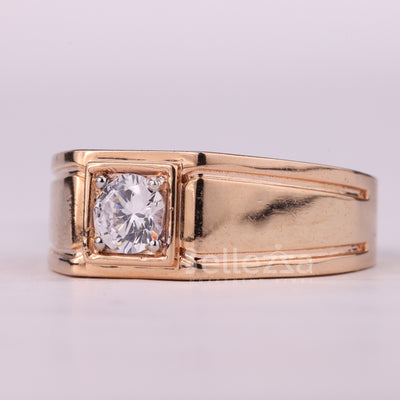 0.75CT Round Cut Unique Solitaire Moissanite Men's Engagement Ring