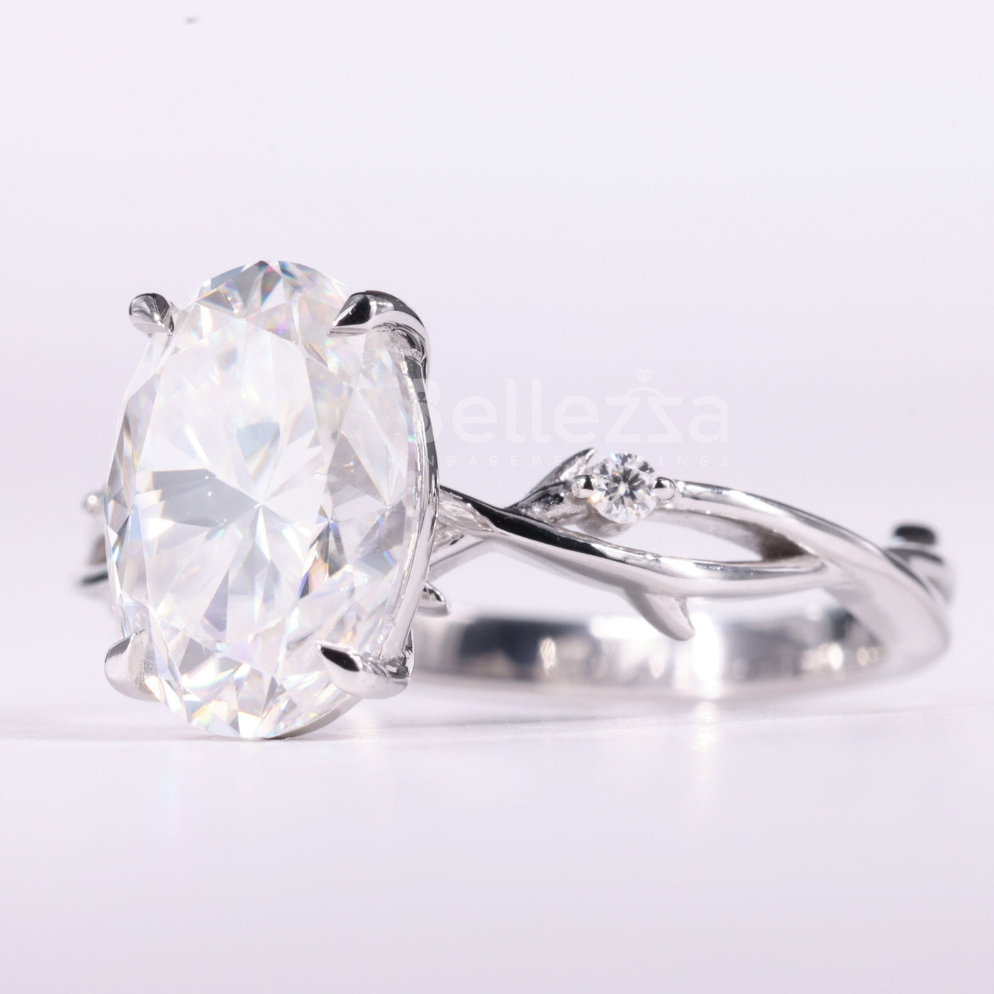 2.0CT Oval Cut Diamond Nature Inspired Moissanite Engagement Ring
