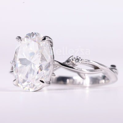 2.0CT Oval Cut Diamond Nature Inspired Moissanite Engagement Ring