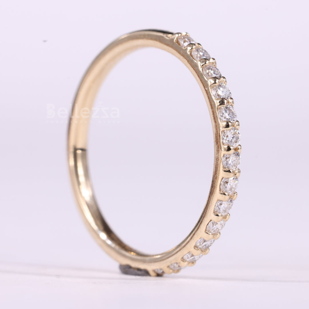 Round Cut Half Eternity Moissanite Wedding Band