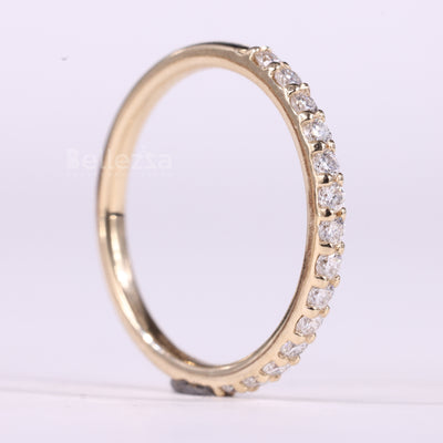 Round Cut Half Eternity Moissanite Wedding Band