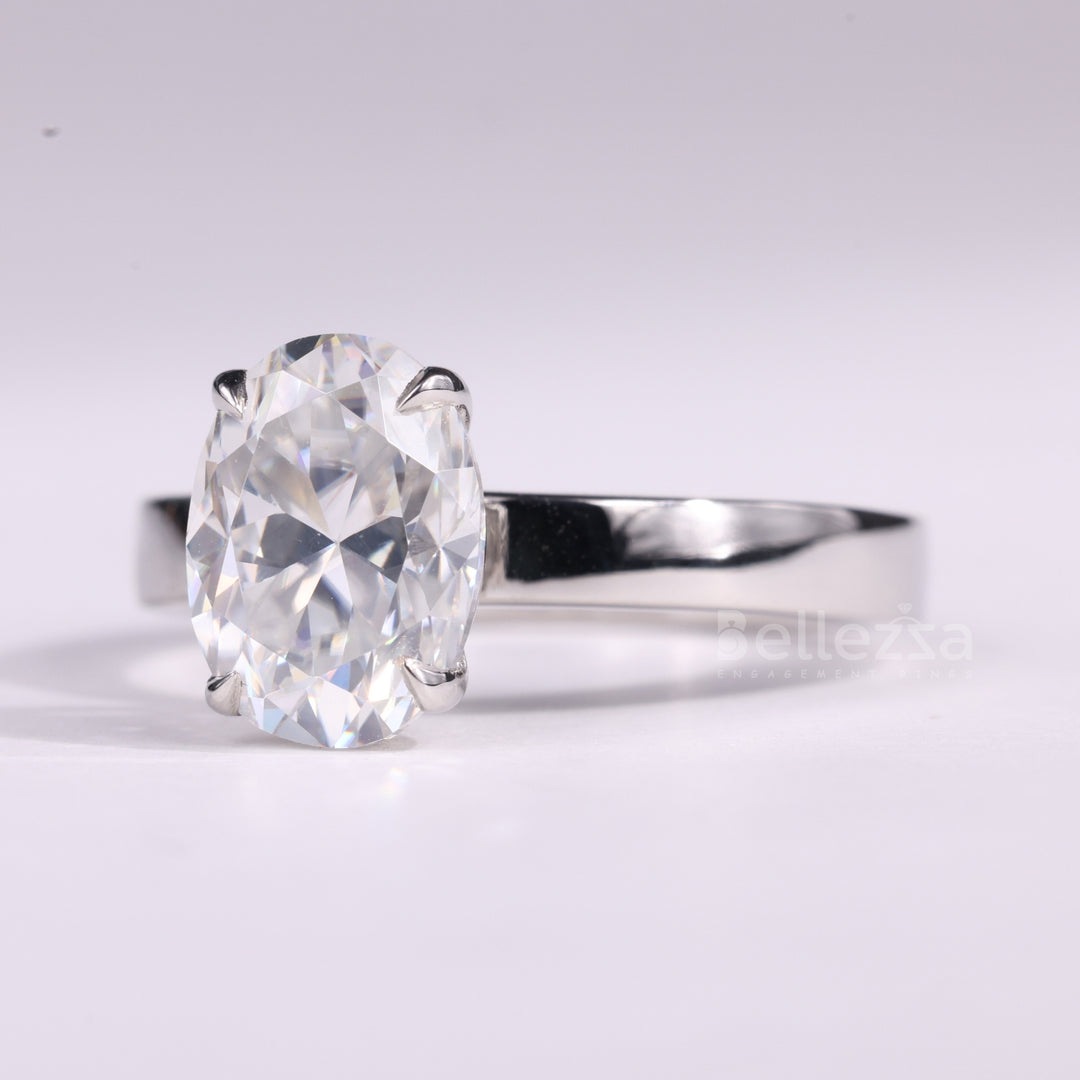 1.50CT Oval Cut Diamond Wide Solitaire Moissanite Engagement Ring