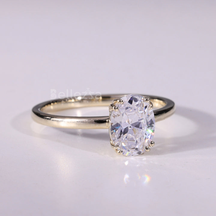 1.0CT Oval Cut Solitaire Moissanite Diamond Engagement Ring