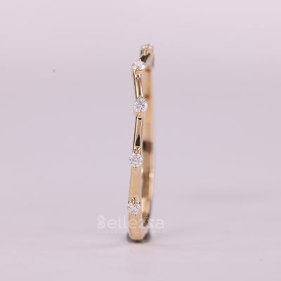 Round Cut Diamond Moissanite Petite Pave Setting Wedding Band