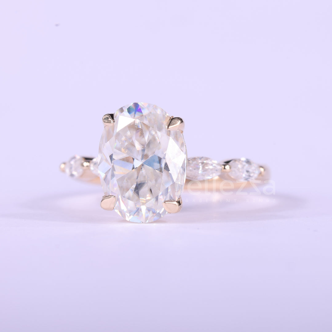 1.50CT Oval Cut Pave Setting Moissanite Engagement Ring