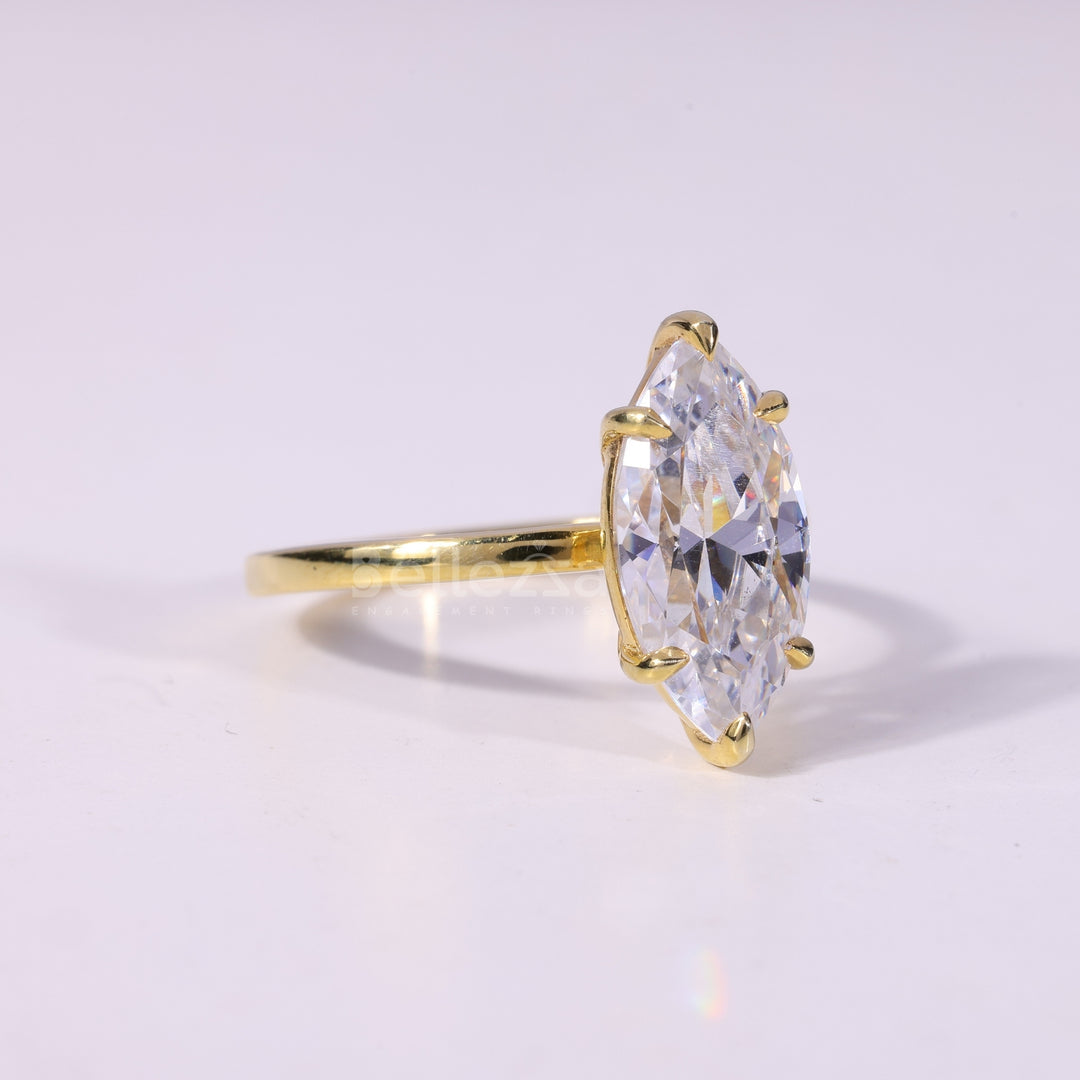 2.0CT Marquise Cut Solitaire Moissanite Engagement Ring