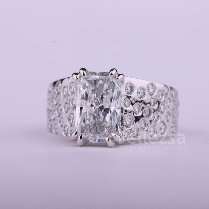 2.0CT Radiant Cut Flush Set Cluster Diamond Men's Ring