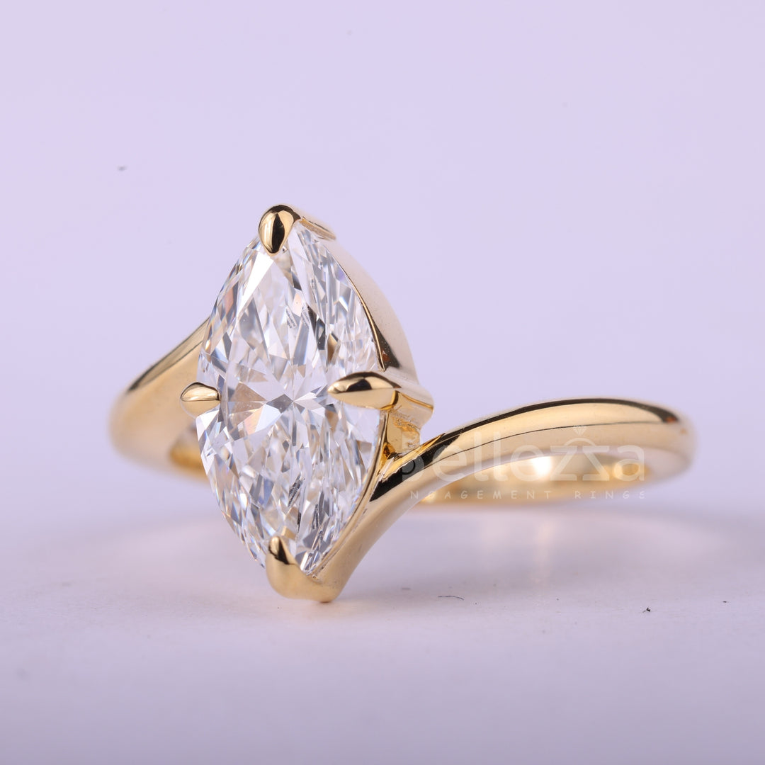 1.50CT Marquise Cut Unique Solitaire Moissanite Engagement Ring