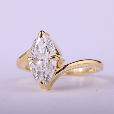 1.50CT Marquise Cut Unique Solitaire Moissanite Engagement Ring