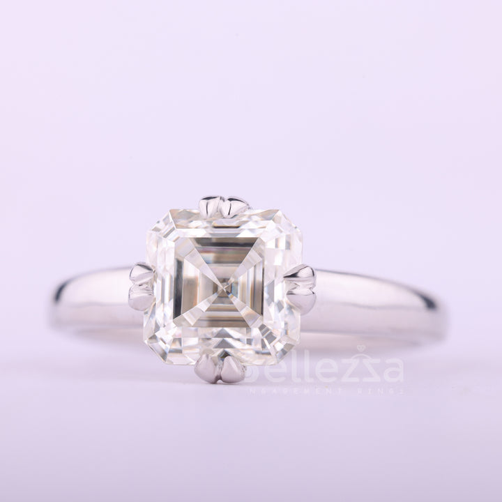 1.0CT Asscher Cut Diamond Moissanite Solitaire Engagement Ring