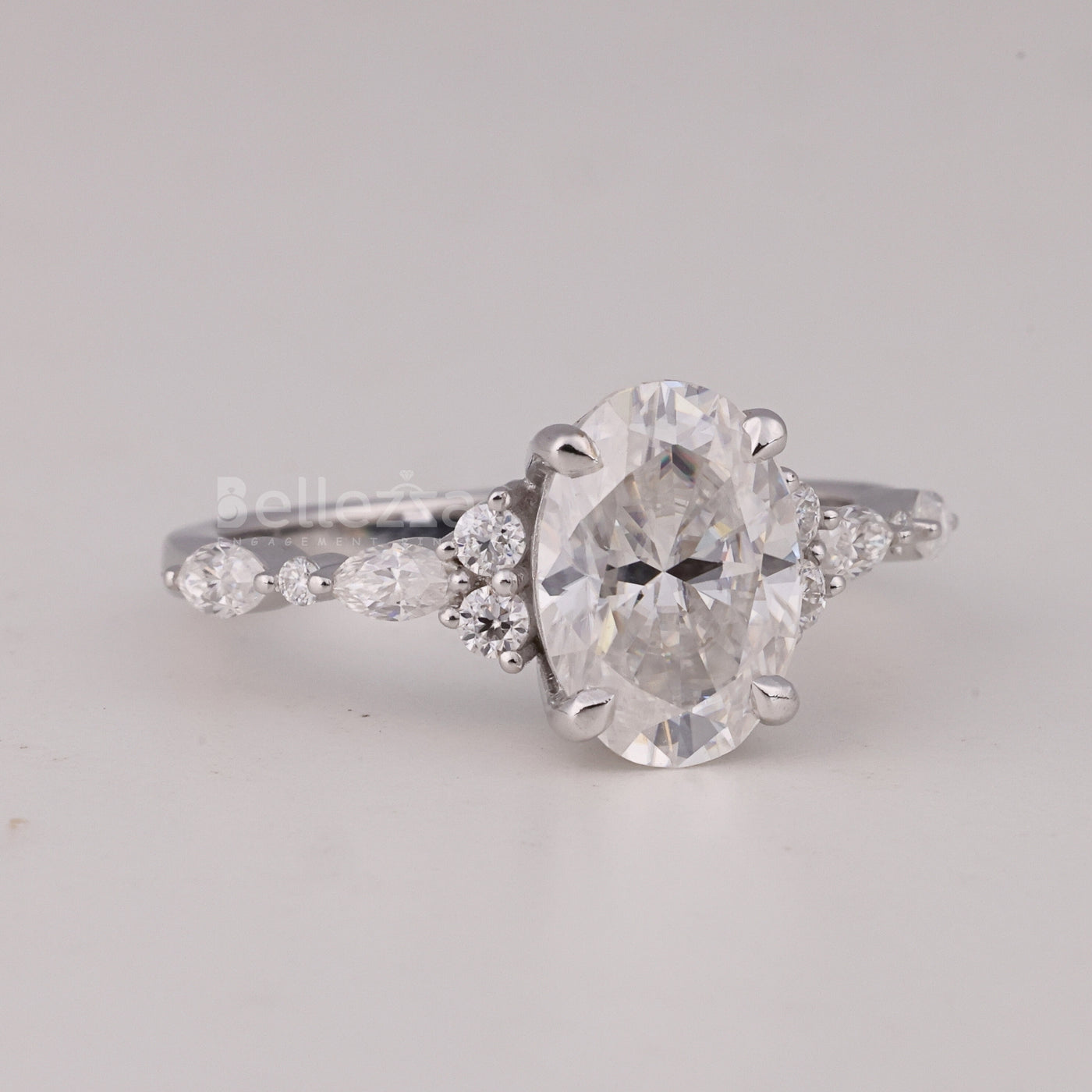 1.50CT Oval Cut Cluster Diamond Moissanite Engagement Ring
