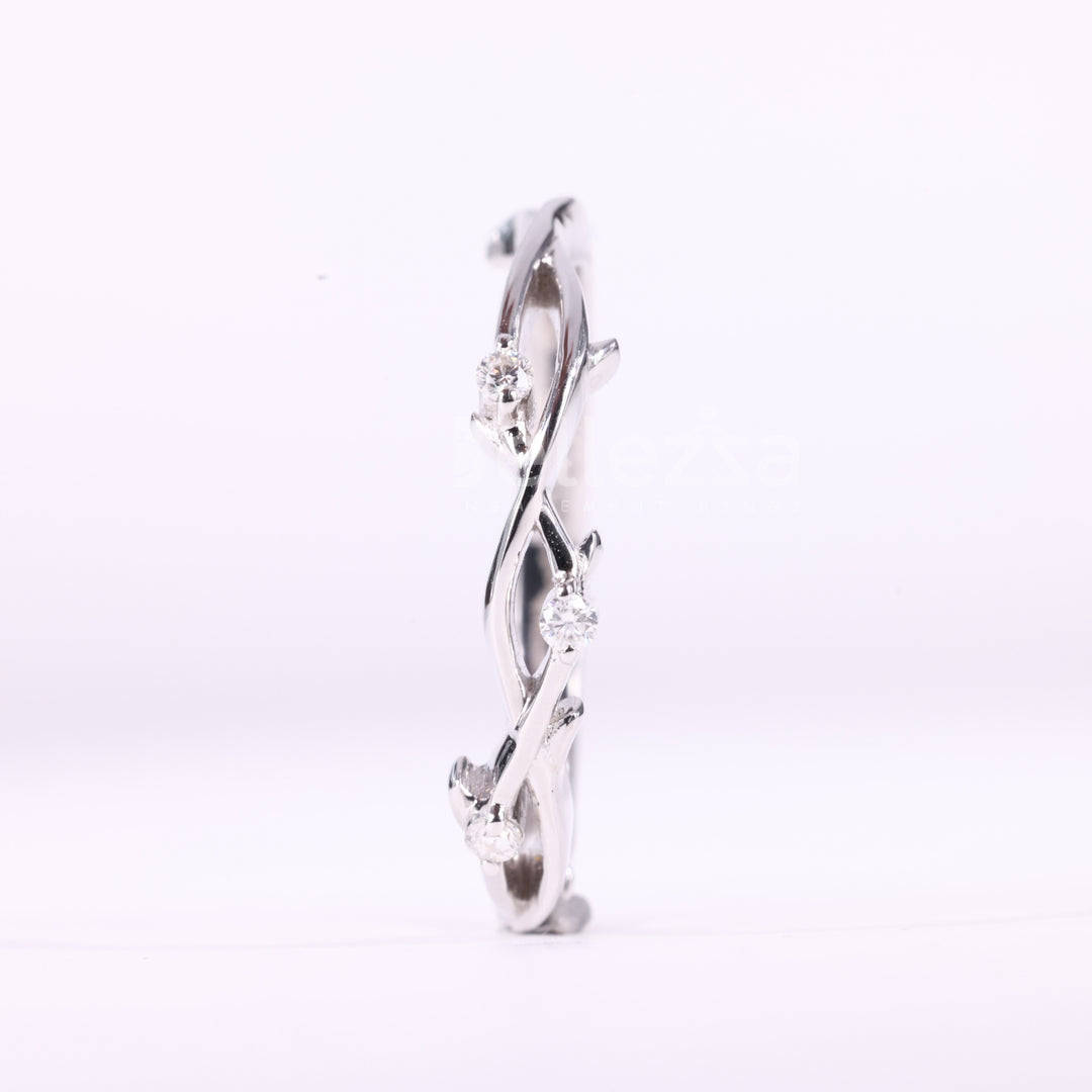 Round Cut Nature Inspired Moissanite Wedding Band