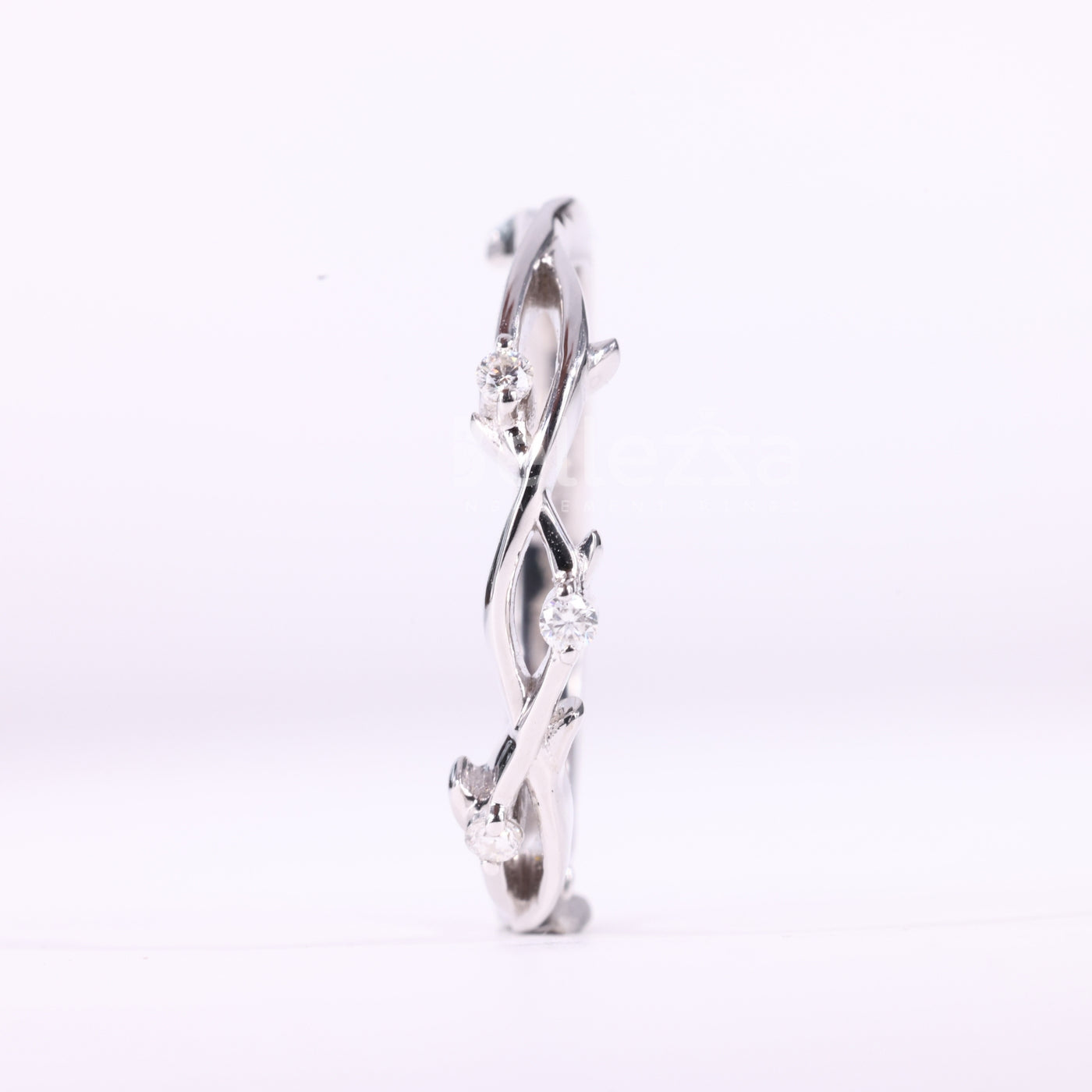 Round Cut Nature Inspired Moissanite Wedding Band