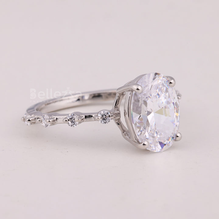1.50CT Oval Cut Petite Pave Setting Moissanite Engagement Ring