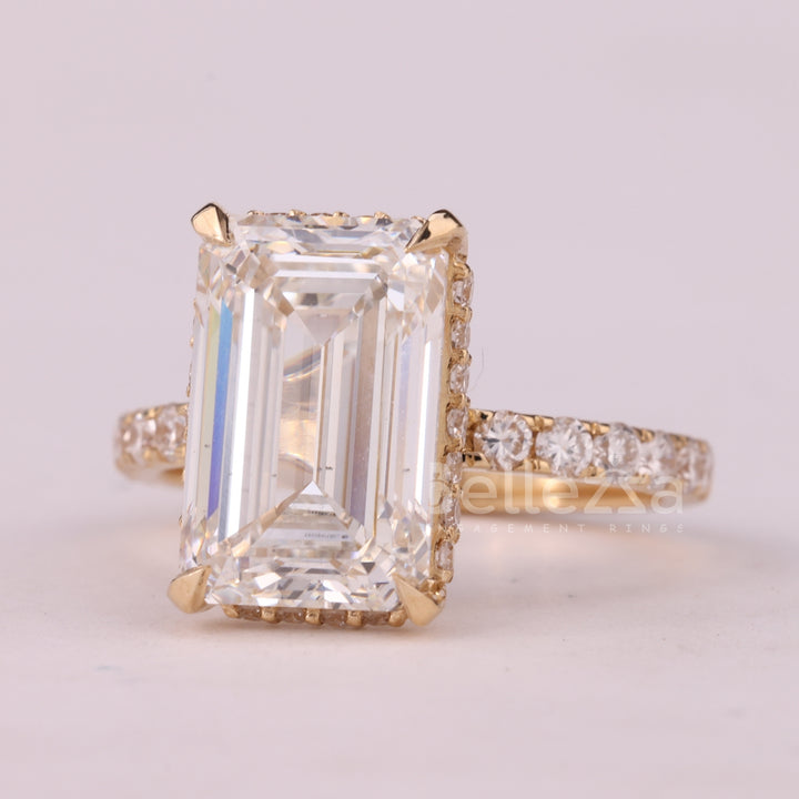 2.50CT Emerald Cut Pave Setting Moissanite Engagement Ring
