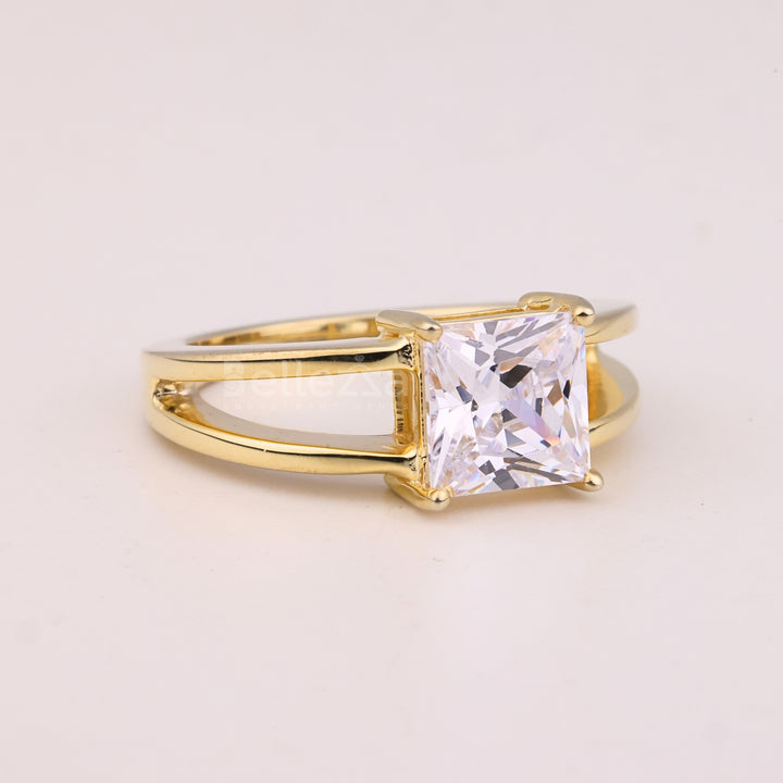 1.0CT Princess Cut Unique Split Shank Solitaire Engagement Ring
