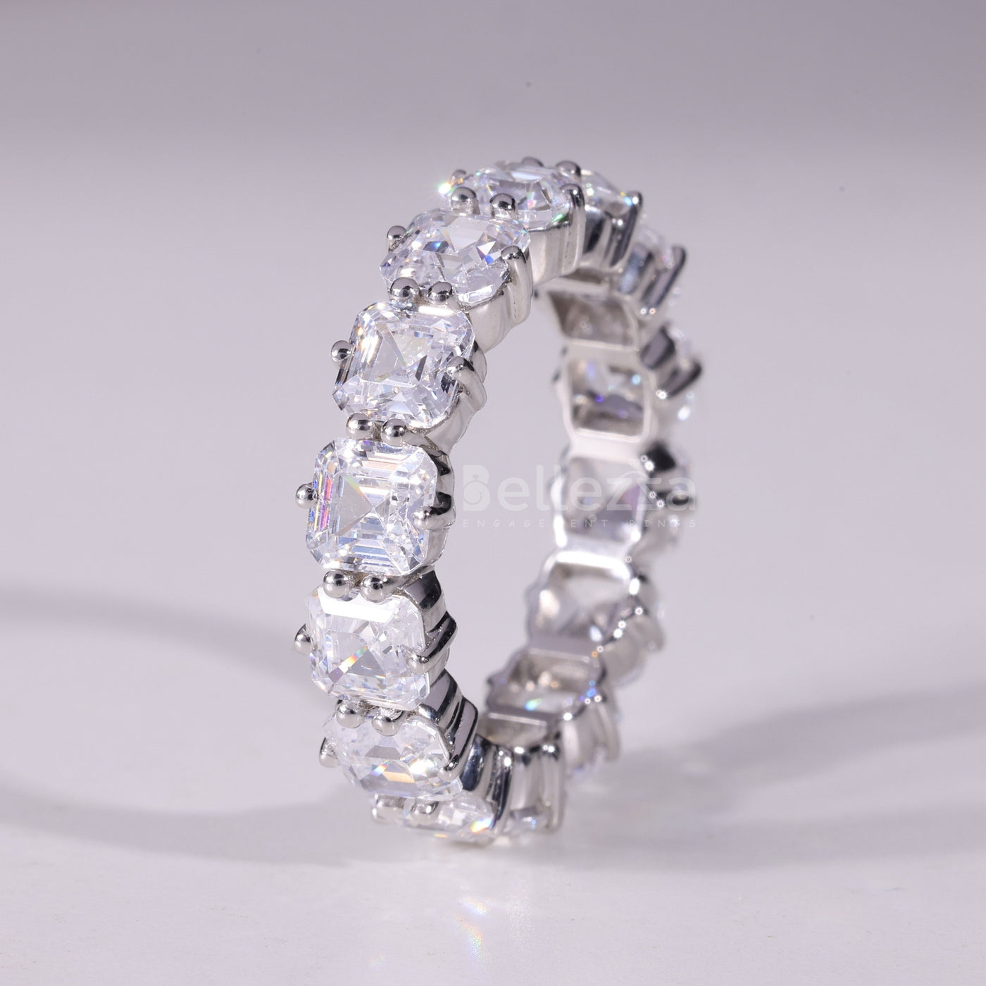 Asscher Cut Full Eternity Moissanite Wedding Band
