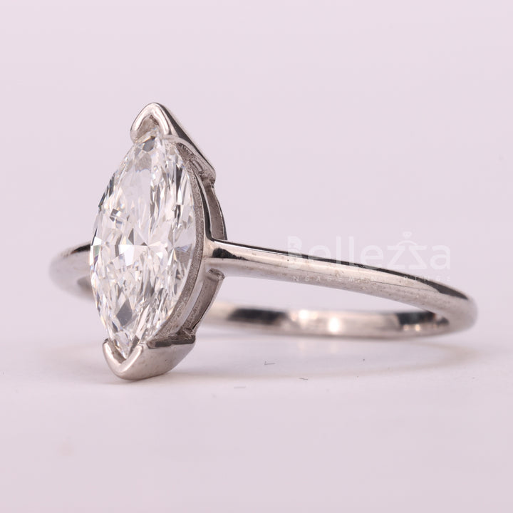 1.0CT Marquise Cut Solitaire Moissanite Engagement Ring