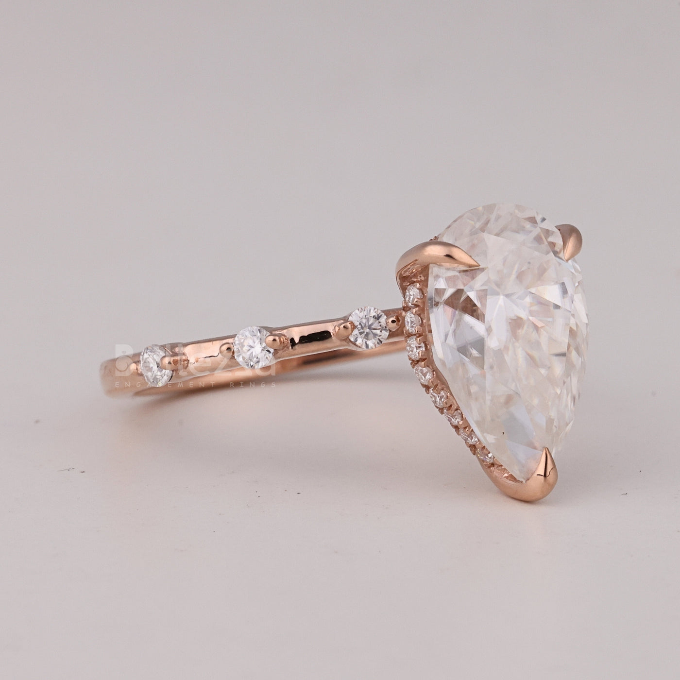 1.50CT Pear Cut Hidden Halo Pave Setting Engagement Ring