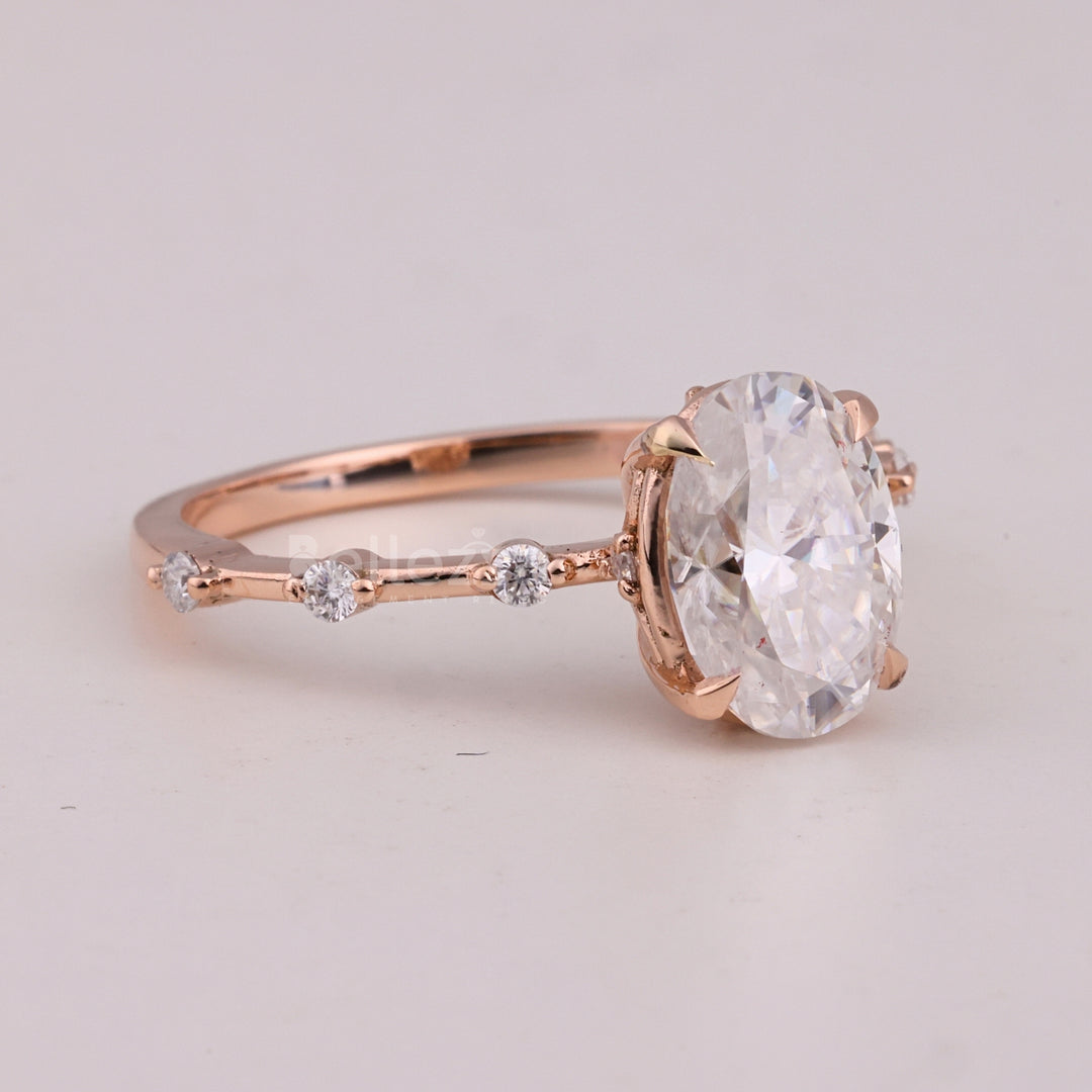 1.50CT Oval Cut Diamond Petite Pave Setting Moissanite Engagement Ring