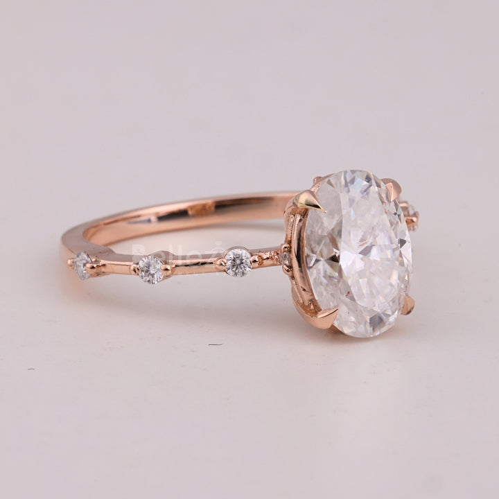 1.50CT Oval Cut Diamond Petite Pave Setting Moissanite Engagement Ring