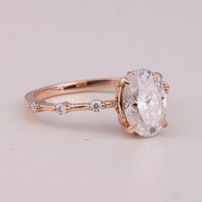 1.50CT Oval Cut Diamond Petite Pave Setting Moissanite Engagement Ring