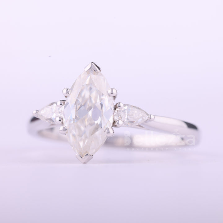 1.50CT Marquise Cut Three Stone Moissanite Engagement Ring