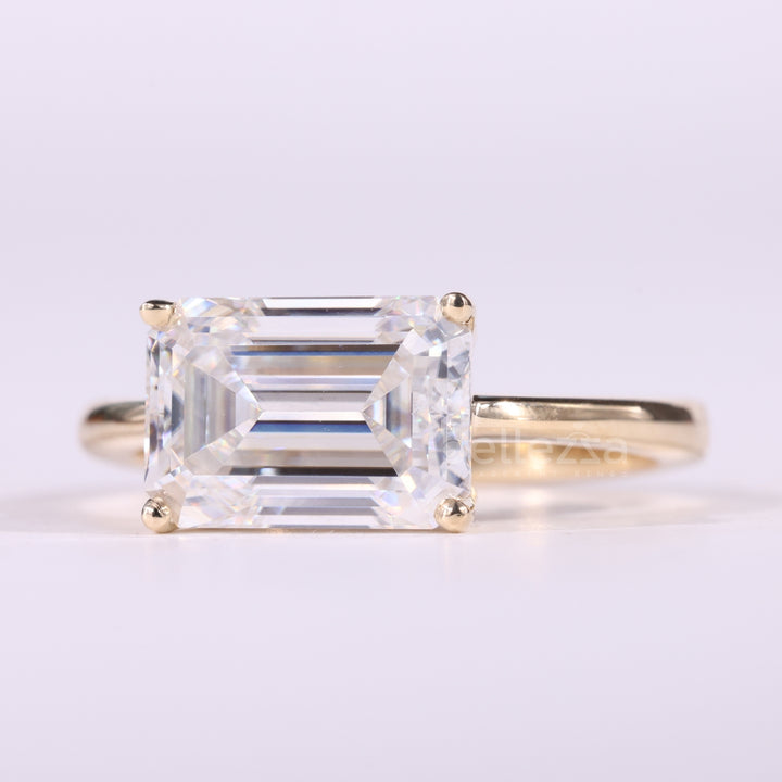 2.50CT East-West Emerald Cut Diamond Solitaire Engagement Ring
