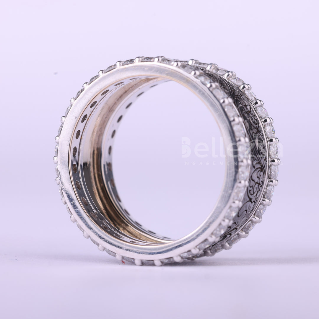 Round Cut Diamond Vintage Inspired Art Deco Unique Wedding Ring