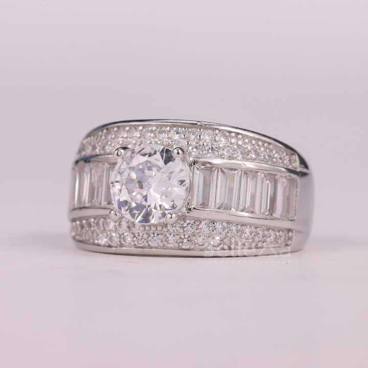 1.0CT Round Cut Cluster Diamond Moissanite Engagement Ring