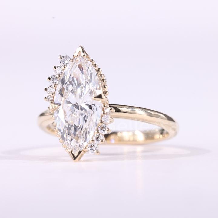 2.0CT Marquise Cut Unique Cluster Diamond Moissanite Engagement Ring