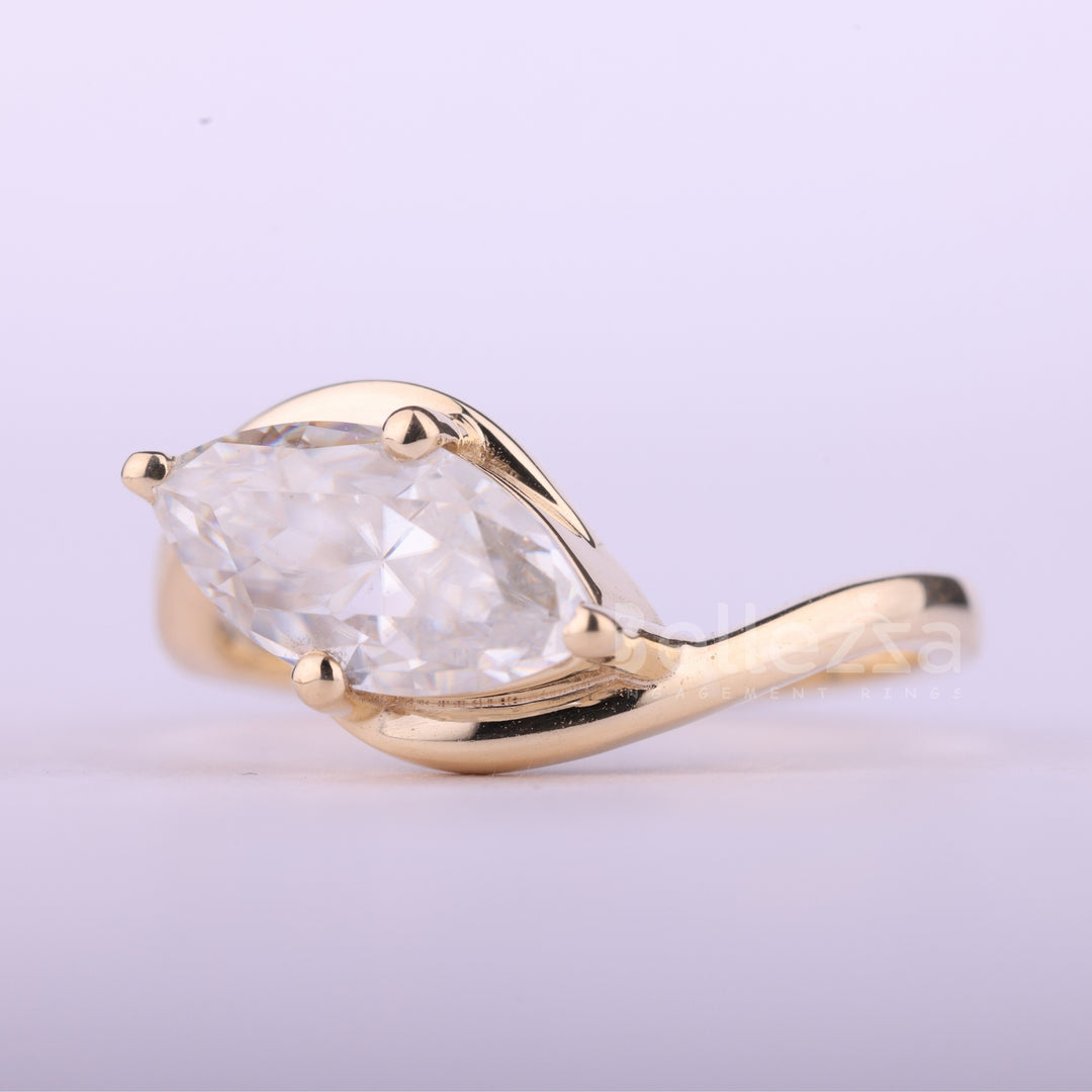 1.50CT East-West Marquise Cut Solitaire Moissanite Engagement Ring