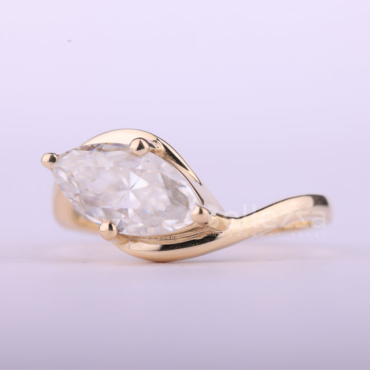 1.50CT East-West Marquise Cut Solitaire Moissanite Engagement Ring