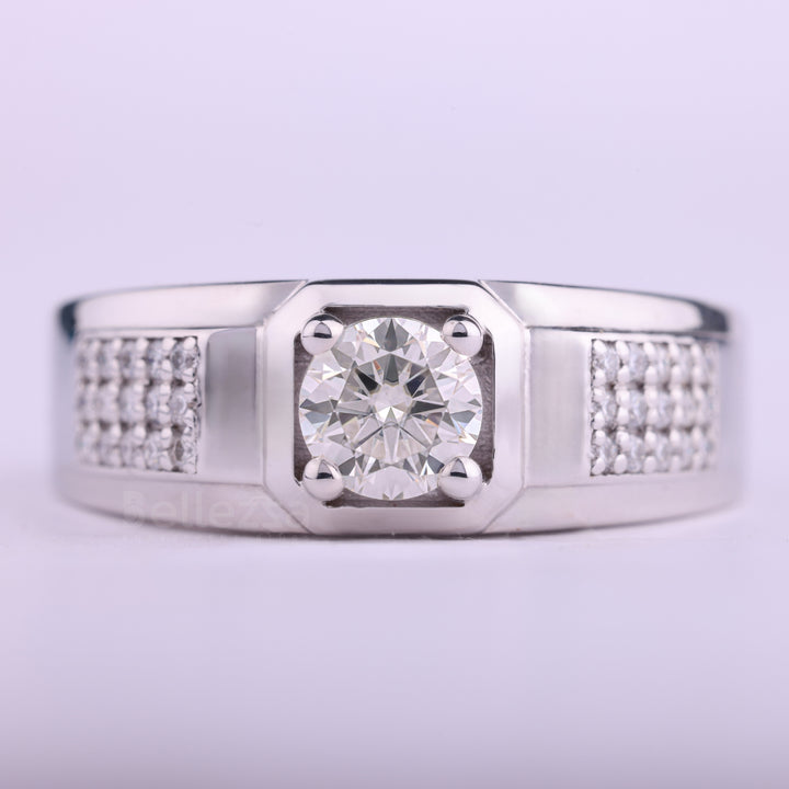 1.0CT Cut Cluster Diamond Moissanite Men's Wedding Ring