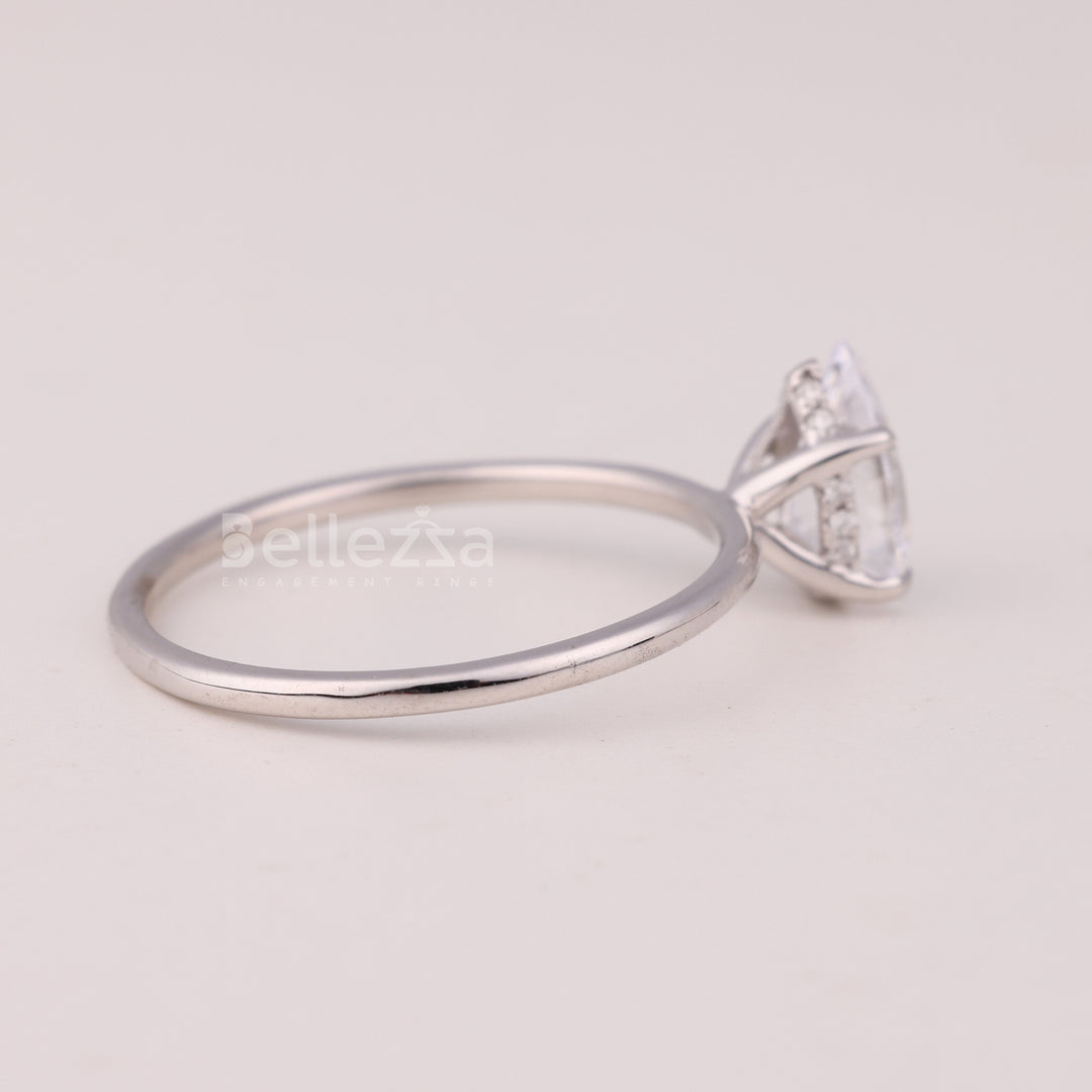 1.0Cut Pear Cut Diamond Hidden Halo Engagement Ring