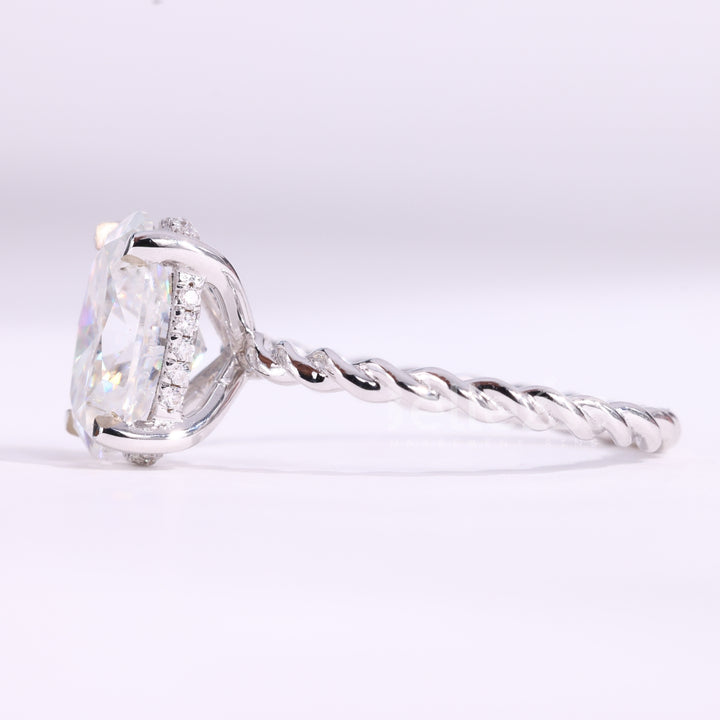 1.50CT Oval Cut Hidden Halo Twisted Moissanite Engagement Ring