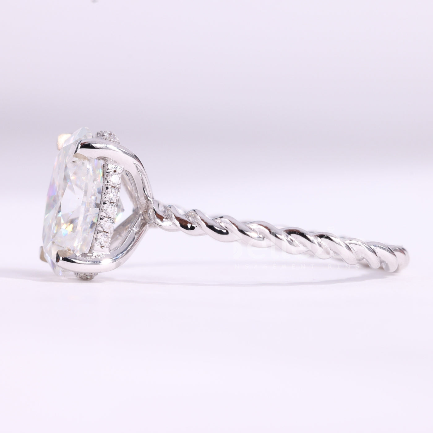 1.50CT Oval Cut Hidden Halo Twisted Moissanite Engagement Ring