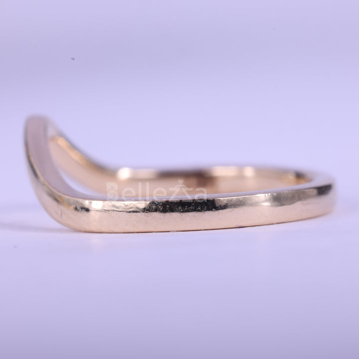 14K Solid Gold Plain Curved Wedding Band