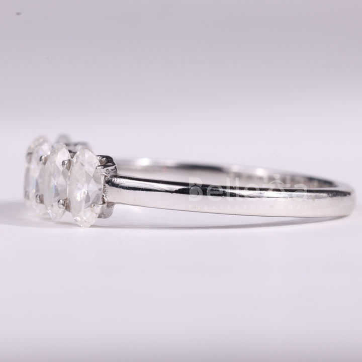 Oval Cut Six Diamond Moissanite Wedding Band
