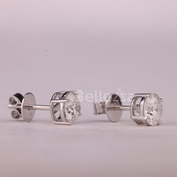 1.0CTW Round Cut Solitaire Moissanite Stud Earrings