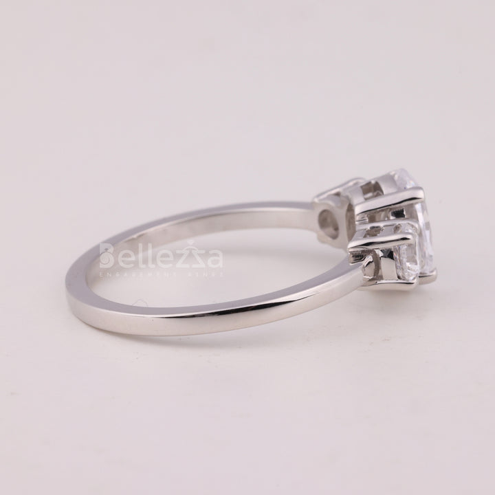 1.0CT Oval Cut Three Stone Moissanite Engagement Ring