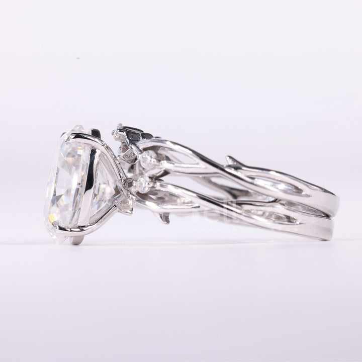 1.50CT Oval Cut Nature Inspired Moissanite Bridal Ring Set