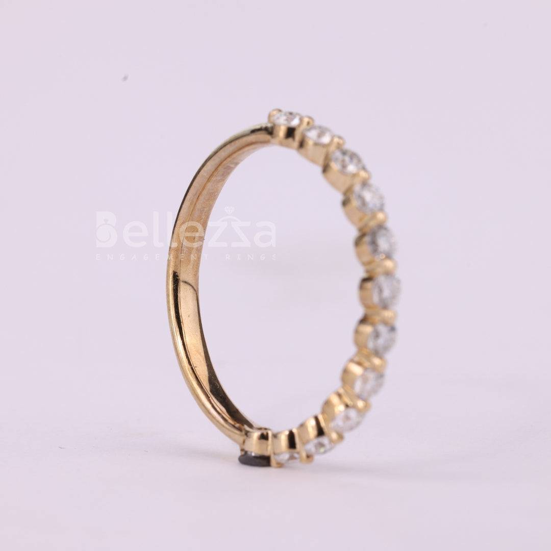 Round Cut Diamond Half Eternity Moissanite Wedding Band