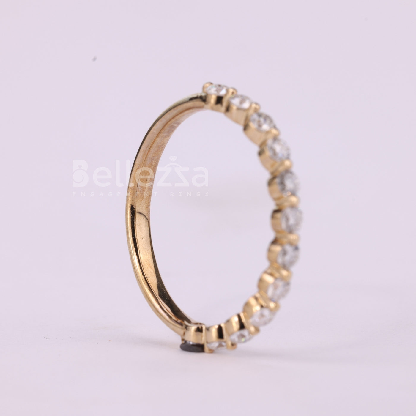 Round Cut Diamond Half Eternity Moissanite Wedding Band