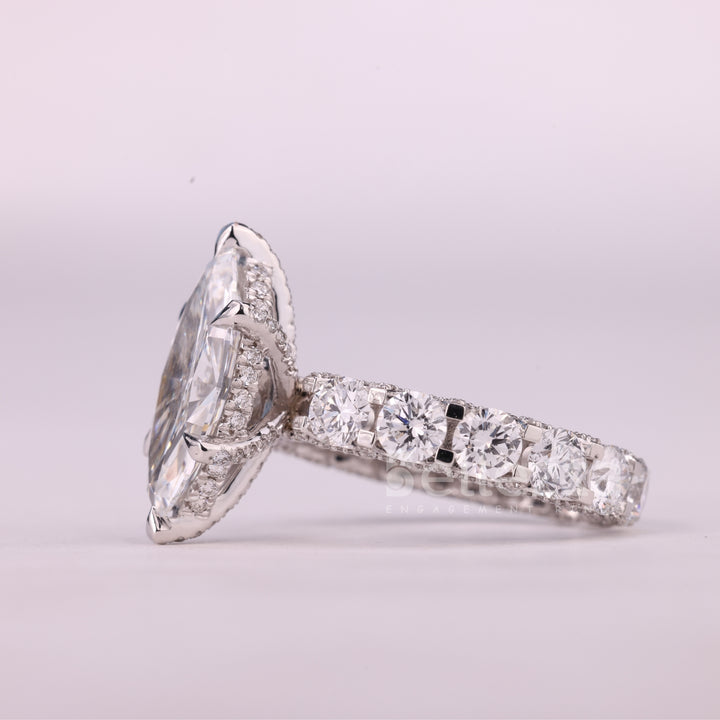 2.0CT Marquise Cut Diamond Eternity Pave Setting Moissanite Engagement Ring