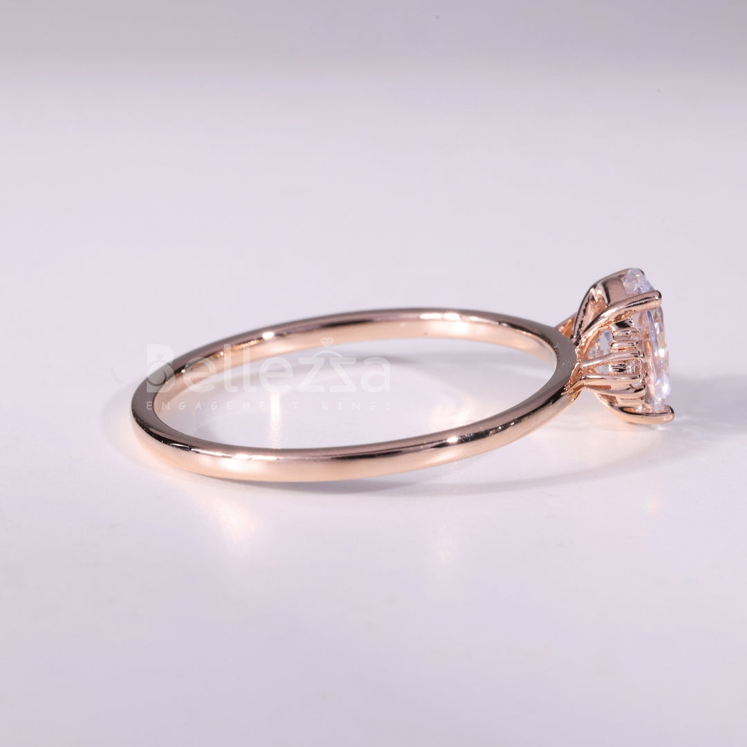 1.0CT Oval Cut Cluster Diamond Moissanite Engagement Ring