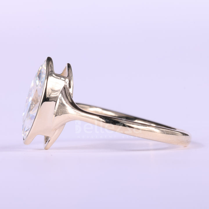 1.50CT Marquise Cut Bezel Setting Moissanite Engagement Ring