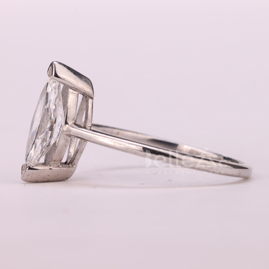 1.0CT Marquise Cut Solitaire Moissanite Engagement Ring