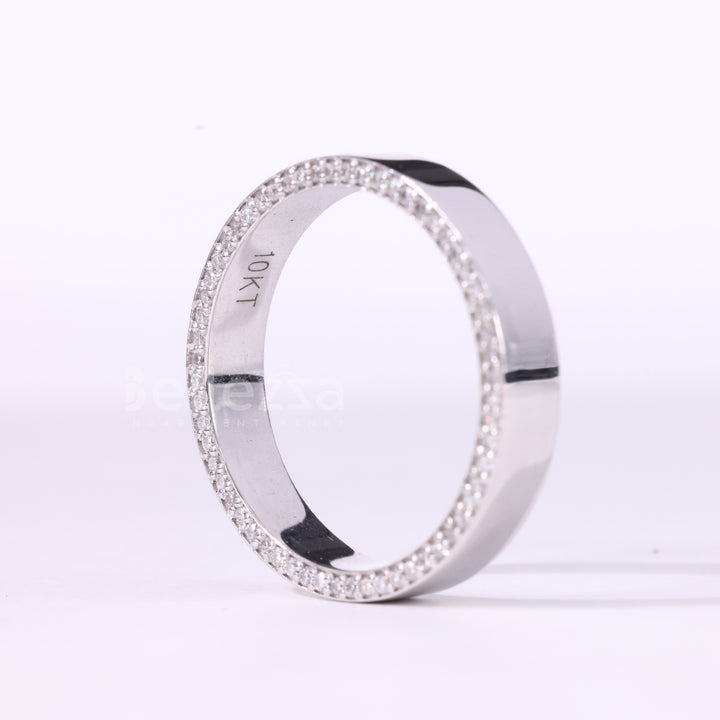 Round Cut Hidden Pave Setting Eternity Moissanite Wedding Band