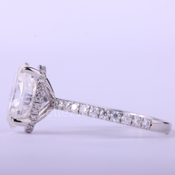 2.0CT Oval Cut Pave Setting Moissanite Engagement Ring